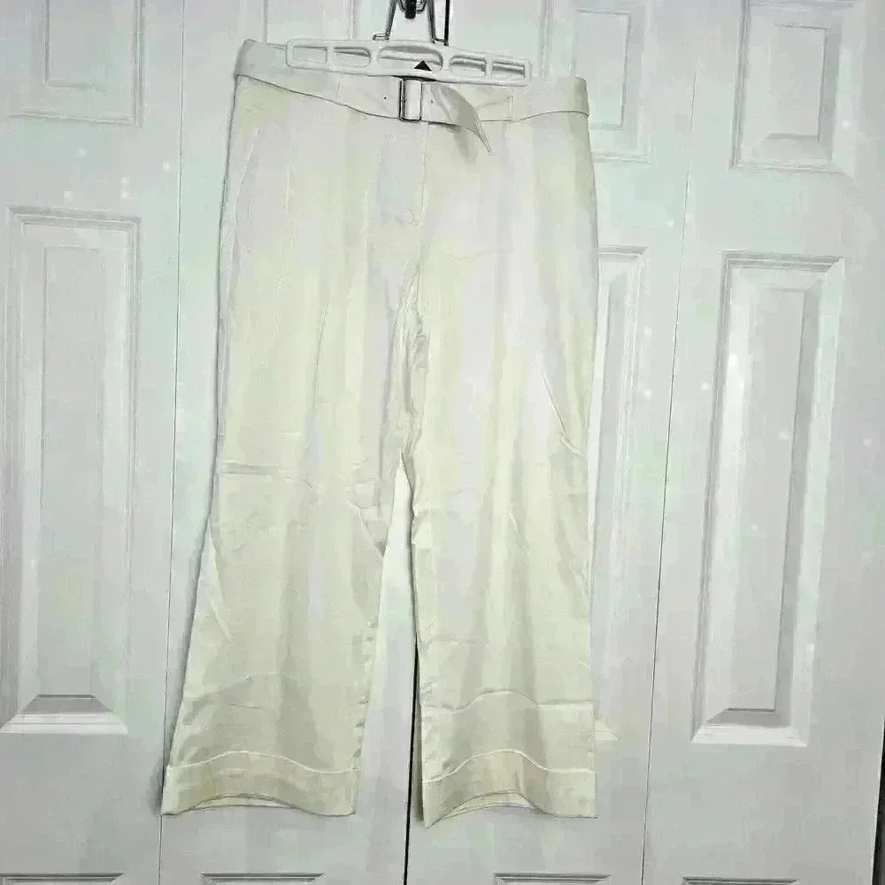 The Limited White Dress Pant Business Casual Size 8 with Belt y2k